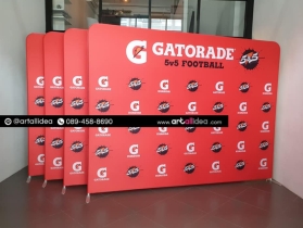 Fabric backdrop แบคดรอปผ้า บูธผ้าสำเร็จรูปแบบพับเก็บได้ ฉากผ้าพับ